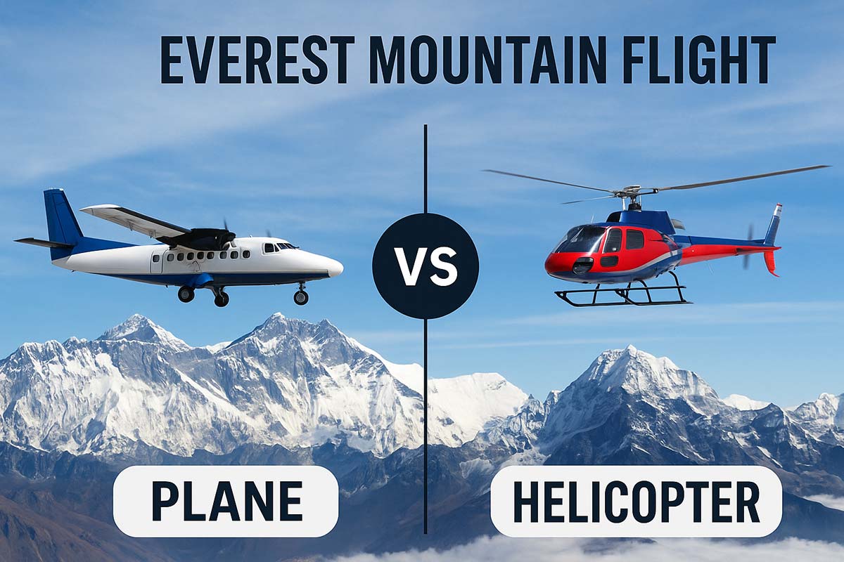 Everest mountain flights by plane vs helicopter tours